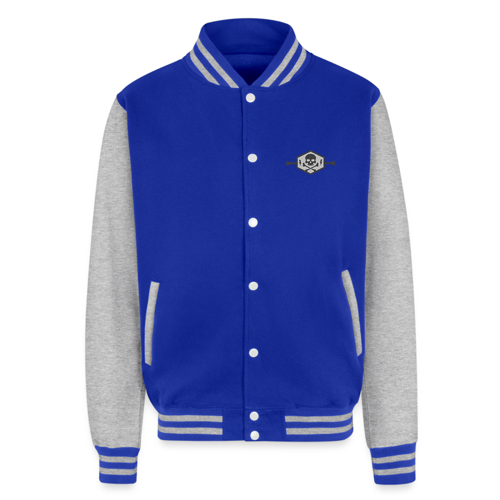 Just Hoods Heavyweight Letterman Jacket - royal/heather grey