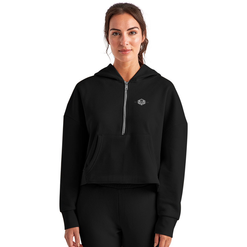 Women's Half Zip Cropped Hoodie - black