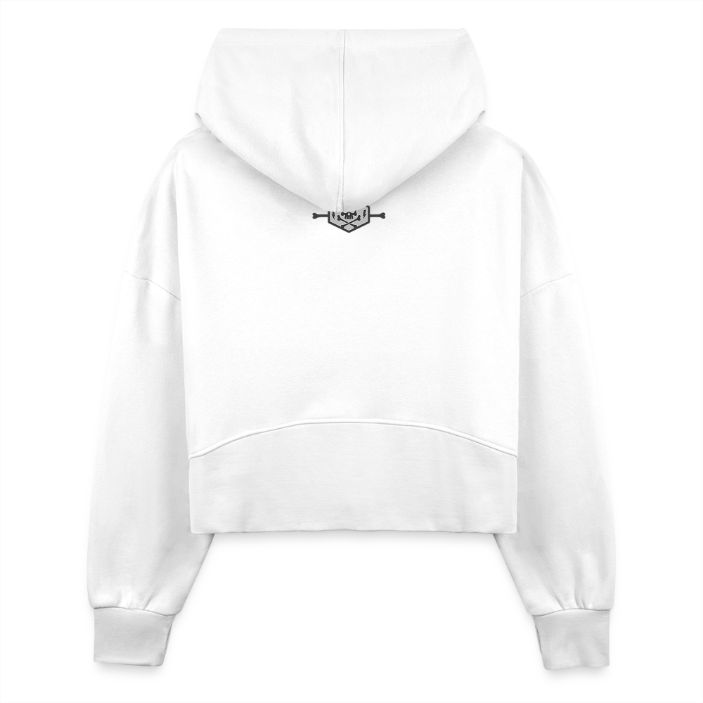 Women's Half Zip Cropped Hoodie - white