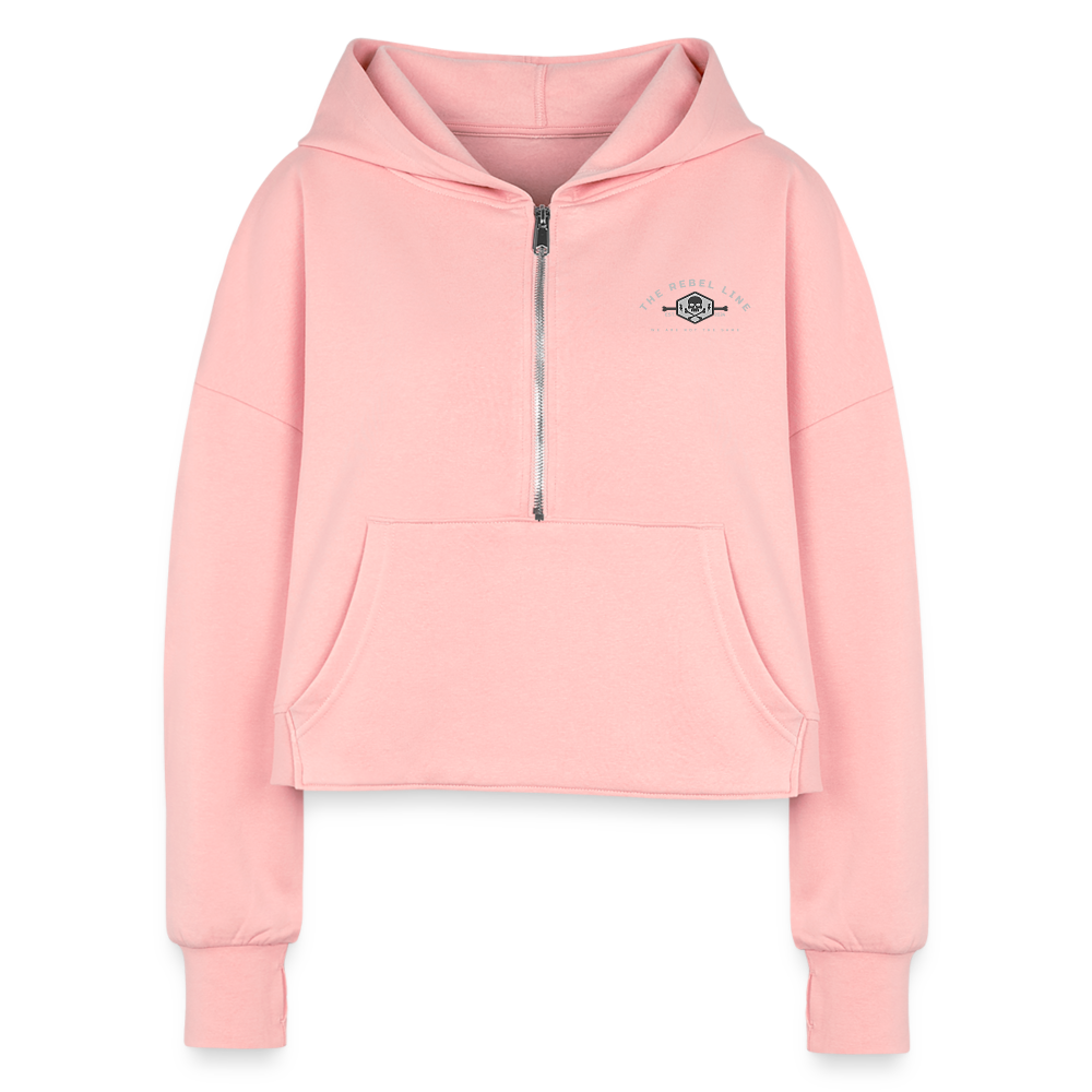 Women's Half Zip Cropped Hoodie - light pink