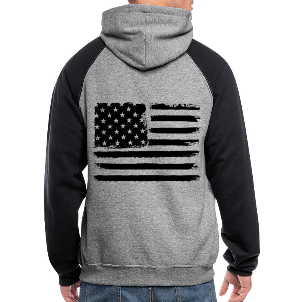 Colorblock Hoodie - flag - heather gray/black