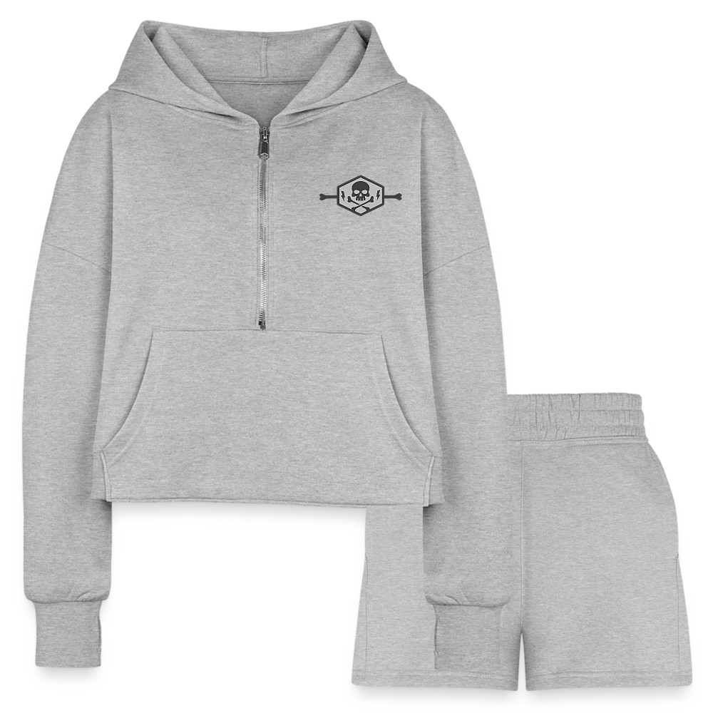 Women’s Cropped Hoodie & Jogger Short Set - heather gray