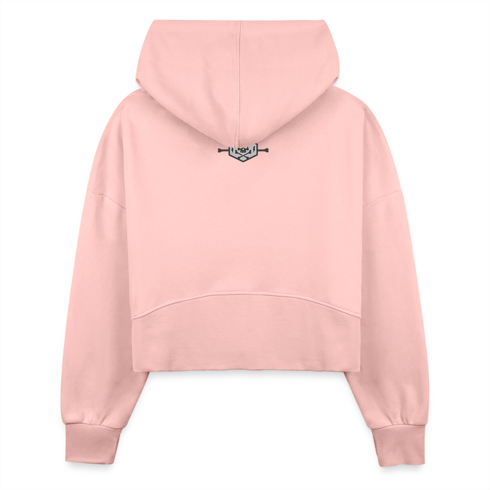 Women's Half Zip Cropped Hoodie - light pink