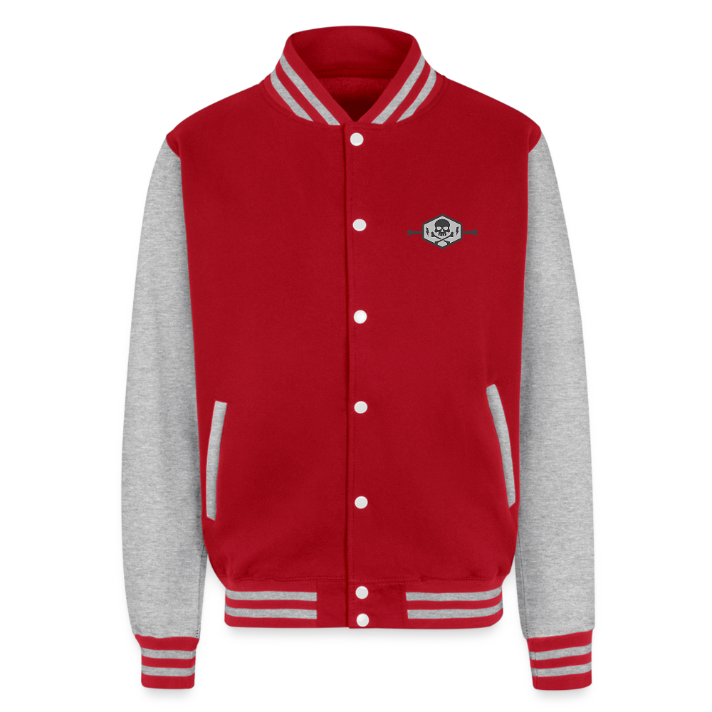 Just Hoods Heavyweight Letterman Jacket - red/heather grey