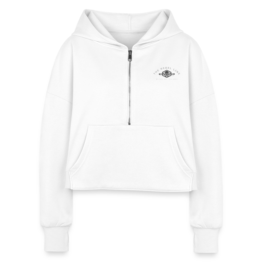 Women's Half Zip Cropped Hoodie - white