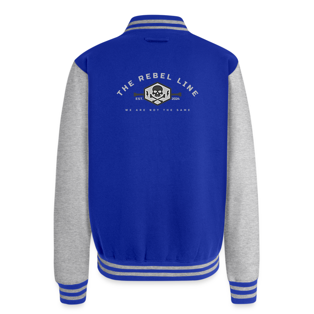 Just Hoods Heavyweight Letterman Jacket - royal/heather grey