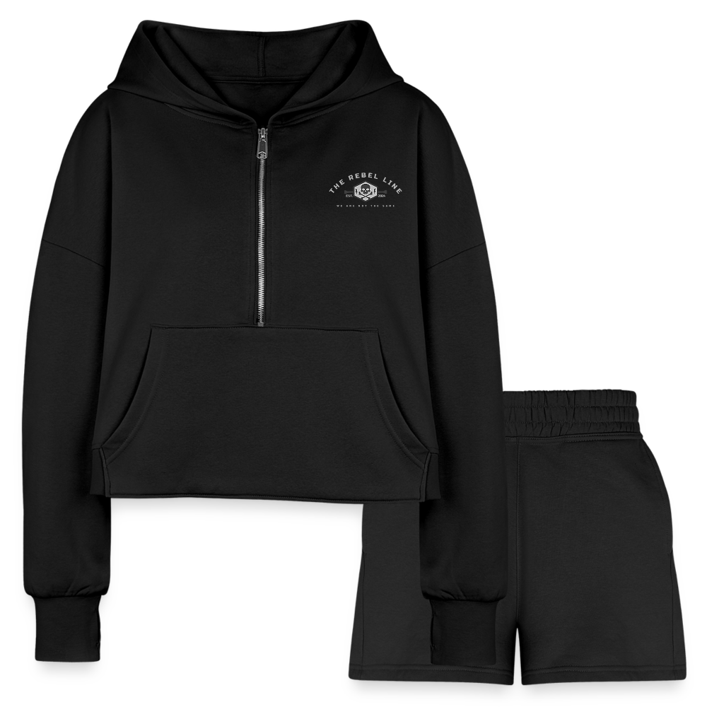 Women’s Cropped Hoodie & Jogger Short Set - black