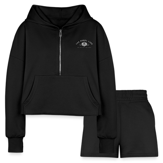 Women’s Cropped Hoodie & Jogger Short Set - black