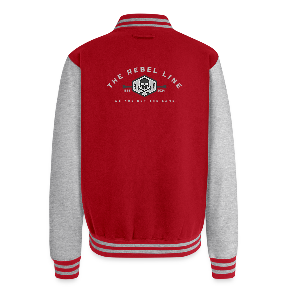 Just Hoods Heavyweight Letterman Jacket - red/heather grey