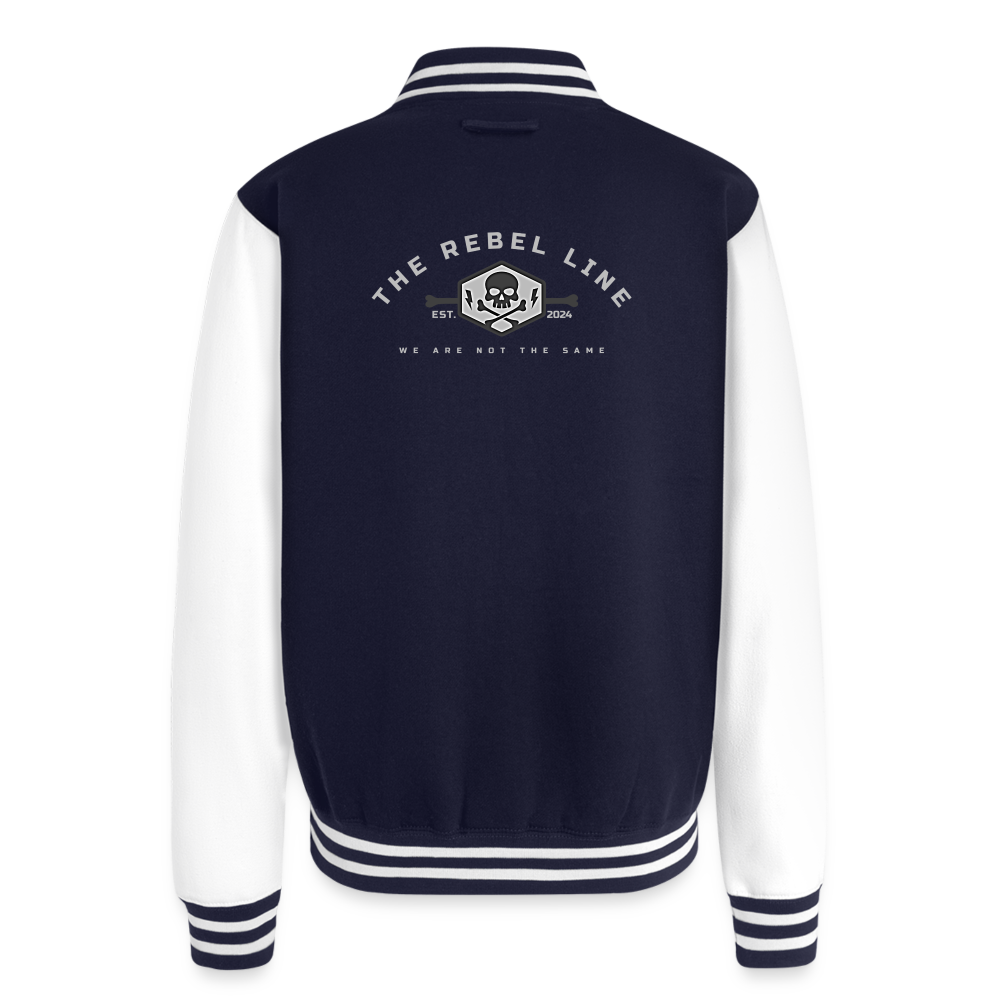 Just Hoods Heavyweight Letterman Jacket - navy/white